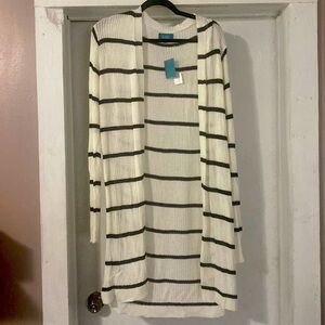 BABE Long Open Cardigan - White